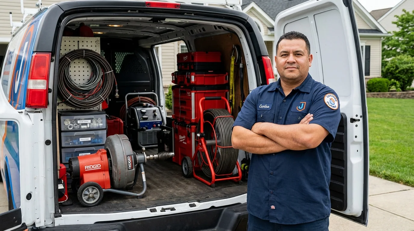 Professional drain cleaning equipment and Johns Plumbing LLC plumber in Columbia City