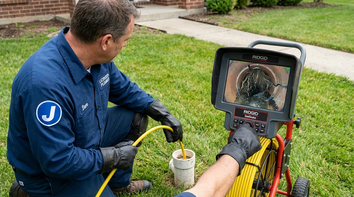 Sewer camera inspection being performed by Johns Plumbing LLC in Columbia City